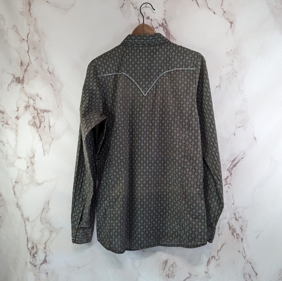 Wrangler Shirt Womens Large Brown Rock 47 Pearl Snap Button Long Sleeve Western - Picture 5 of 13